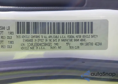 2019 Jeep Grand Cherokee Limited 4X2 z USA, uszkodzony, nr VIN 1C4RJEBG4KC584321